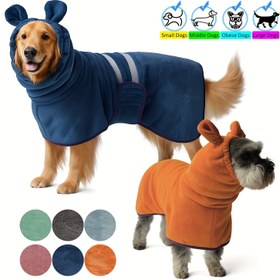 Resim Yumuşak Köpek Bornozu - Süper Emici & Hızlı Kuruyan Kapüşonlu Banyo ve Pijama Kıyafeti, Banyodan Sonra Rahatlatıcı 