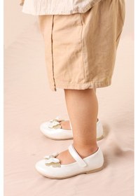 Resim Kiko Kids Taşlı Cırtlı Kız Çocuk Fiyonklu Babet Ayakkabı Ege 204 Cilt Sedef 