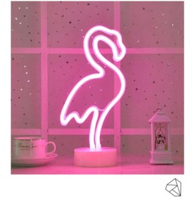Resim Ema Dükkan Flamingo Neon Led Işıklı Usb'li Gece Lambası Pilli Neon Led Işıklı Masa Lambası Dekoratif Aydınlatma 