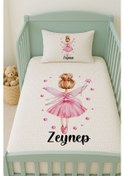Resim %100 Pamuk İsme Özel İsimli 100x150 Cm Pike Seti Pembe Peri 