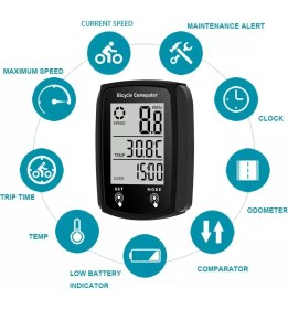 Resim Monozone Profesyonel Bisiklet Hız Göstergesi Dijital LED Ekran Kilometre Sayacı Saat Su Geçirmez 