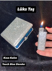 Resim Lüks Taş Taşlı Sigara Tabakasi Ve Çakmak 