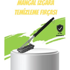 Resim Mangal Izgara Temizleme Fırçası Paslanmaz Çelik Telli Uzun Saplı 