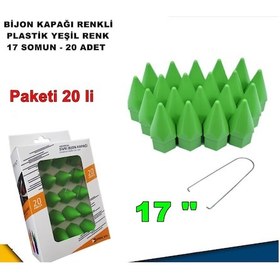 Resim Sivri Mermi Tip Bijon Kapağı Plastik Yeşil Renk 17 mm Bijon 
