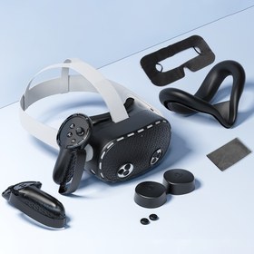 Resim Meta Quest 2/Oculus Quest 3/3S ile Uyumlu 7'si 1 Arada Silikon Kılıf, VR Başlık Kontrolcü Kabı, Gözler, Yüz ve Dokunmatik Kontrolcü Tutucu Kılıf & Lens Kapak 