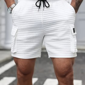 Resim Erkekler için Lacivert Elastik Bel Rahat Şortlar - İpli ve Cepli, Nefes Alabilen Polyester, Orta Boy Tasarım Basketbol, Açık Hava Sporları & Sokak Giyimi İçin, Basketbol Şortları, Sportif Sokak Stili, Konforlu Kalıp 