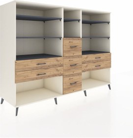 Resim Kronos Dolap 8 Raflı 7 Çekmeceli 220x59x163 Aytaşı-antrasit/çam Aytaşı-antrasit/çam 