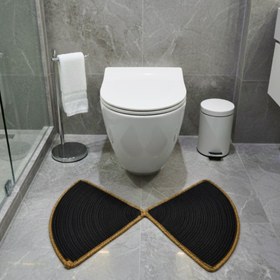 Resim NatureLuxe Jüt Klozet Önü Paspası - SİYAH-HASIR ŞERİT / 45 x 65 cm 