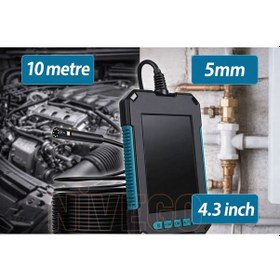 Resim Nivego Monitörlü Kameralı Ekran 10 Mt X 5.5 Mm 4.3 Inç Çift Görüntülü Hafıza Kart Destekli Sert Kablo Yılan Endoskop Kamera 