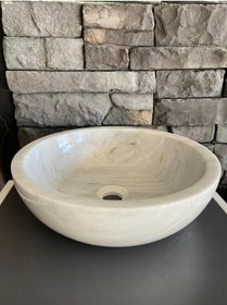 Resim Polen Stone Gri Mermer Çanak Lavabo 40x12x35 
