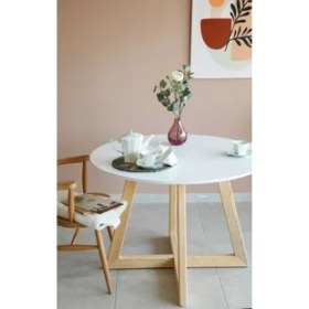 Resim woodywood Yuvarlak Yemek Masası, Modern Mat Beyaz Mdf Yemek Masası, Toplantı Masası 