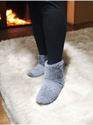 Resim Yumuşak Kaymaz Taban Sessiz Hafif Peluş Panduf Ev Bot Gri 