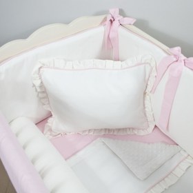 Resim Ekru - Pembe Full Bebek Uyku Seti - Sosis Bumper / 80x140 