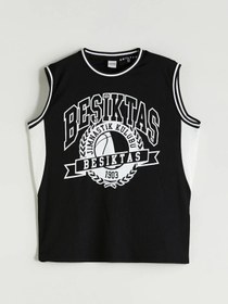 Resim LC Waikiki LCW Kids Siyah Bisiklet Yaka Beşiktaş Baskılı Erkek Çocuk Atlet ve Şort 