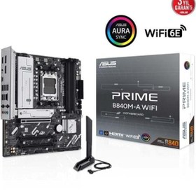 Resim ASUS Prıme B840m-a Wıfı6e Ddr5 Hdmı-dp Usbc Pcıe 4.0 Am5 Matx 