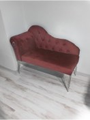 Resim Sepetten Evine 120 cm Gül Kurusu Renk Yeni Nesil Köşe Koltuğu Josefin Bench Puf Metal Krom Ayak 