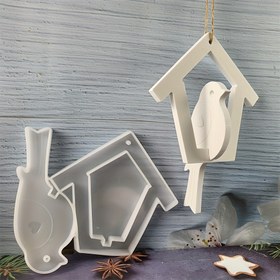 Resim DIY Kuş Evi & Kuş Silikon Kalıbı Epoksi Reçine Duvar Dekoru için - Yüksek Kaliteli, Dayanıklı Döküm Kalıbı Ev Süsleri ve Asılı Sanat için 