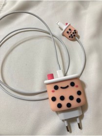 Resim HappyCase Apple Yeni Nesil Şarj Başlık Ve Kablo Koruyucu Seti Milkshake Tasarımlı 