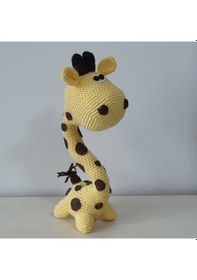Resim Amigurumi Örgü Oyuncak Zürafaa Sarı 30 Cm 