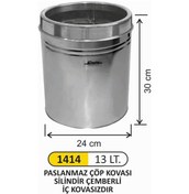 Resim Ofis Tipi Çöp Kovası Paslanmaz Çemberli 13 Litre Çelik 