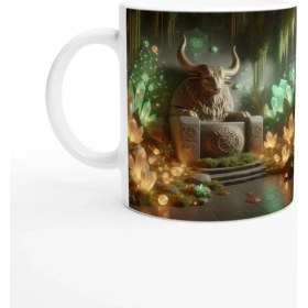Resim Boğa Burcu Baskılı Kahve Kupası - Büyülü Kristal Mağarası Temalı Vs3 