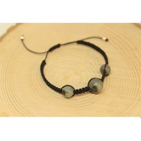 Resim Zümrüt Taşı Gümüş Boncuklu Ayarlanabilir Bileklik (27230) 