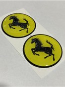 Resim Ferrari Logo Damla Etiket Sticker 5x5cm 2 Adet 