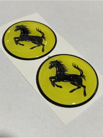 Resim Ferrari Logo Damla Etiket Sticker 5x5cm 2 Adet 