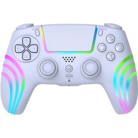 Resim Playstation 4 Ve Pc İçin Rgb Led Kablosuz Kontrol Cihazı Beyaz 