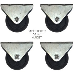 Resim Ofis Koltuk Dolap Etejer İçin 50'lik Sabit Teker 4 Adet Siyah 