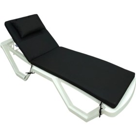 Resim kapella Lüks Şezlong Minderi Yastıklı 5cm Sünger Siyah 170*55*5 