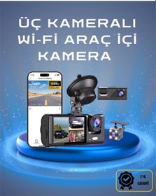 Resim Üç Kameralı 1080p Full Hd Araç İçi Kamera - G-sensörlü Ve Gece Görüşlü 