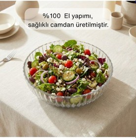 Resim Selen Concept Linea Damla Model El Yapımı Cam Salata Ve Meyve Kasesi 2'li Set Şeffaf 