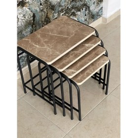 Resim Aslan Store Metal Zigon Sehpa Orta Sehpa Yan Sehpa Metal 4'lü SARI 
