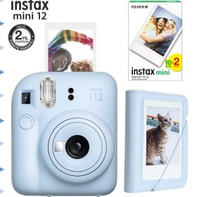 Resim Instax Mini 12 Mavi Fotoğraf Makinesi-20'li Film ve Mini Albüm Seti 