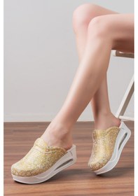 Resim Altın Parlak Kadın Air Max Tam Ortopedik Ve Anatomik Sabo Terlik Altın 