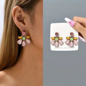 Resim Kore Modası Parlak Taşlı Geometrik Avize Küpe Asılı Küpe Lüks Parti Düğün Popüler Karakter Takı 