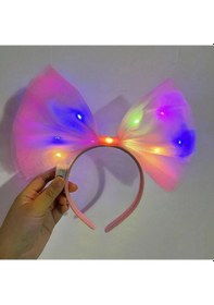 Resim Mey İthalat Rengarenk Led Işıklı Fiyonk Şekilli Tül Parti Tacı Pembe Renk 25x25 Cm Diğer 