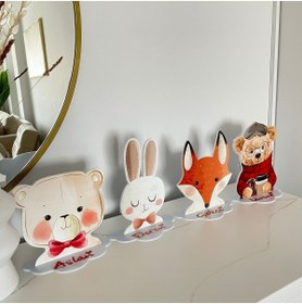 Resim BİANNE ATÖLYESİ Soft Tavşan İllüstrasyon Çizimli Bebek Ve Çocuk Odası Masa Lambası Gece Lambası 