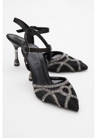 Resim Luvishoes Luvi Shoes Volby Siyah Saten Taşlı Kadın Abiye Ayakkabı Siyah 