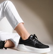 Resim Marjin Kadın Sneaker Yüksek Taban Spor Ayakkabı Bağcıklı Balbasi siyah 