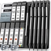 Resim Dört Şeker Metal Mekanik Kalem Seti, 3 adet Sanat Taslak Kalemleri 0.5, 0.7, 0.9mm ve 2 adet 2mm Mekanik Çizim Kalemleri 420 adet Kalemler (4B 2B HB 2H Renk) Yazmak, Çizmek, Çizim için Malzemeler, Geri Dönüş !!! 