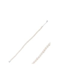 Resim 4,5 Mm Doğal İnci Sıralı Erkek Bileklik 20 Cm / Beyaz Gümüş 