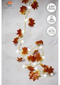 Resim Dekoratif Sonbahar Yapraklı 230 Cm Yapay Sarmaşık Ve 300 Cm Peri Led Pembe Renk - Beyaz Beyaz 