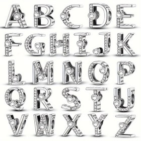 Resim 925 Ayar Gümüş Alfabe A-Z Serisi Kalp İplikli Boncuk Kolye Ucu - Erkek ve Kadınlar için DIY Bileklik, Kolye Yapımı Takı Seti - Günlük Kullanım, Hediye, Tatil, Doğum Günü, Yıl Dönümü ve Özel Günler İçin Lüks Mücevher 