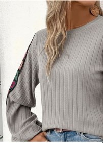 Resim Balmior Kadın Uzun Kollu Kayık Yaka Şardonlu Kaşkorse Bluz Gri 