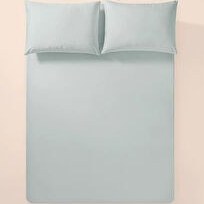 Resim %100 Pamuk Percale Lastikli Çarşaf 100x200 Cm Mavi - Pure Serisi 