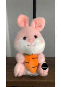 Resim Sevimli Havuçlu Tavşan Peluş Oyuncak Anahtarlık Hediyelik Uyku Arkadaşı 15 Cm PEMBE 