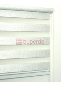 Resim Buperde Simli Beyaz Bambu Zebra Stor Perde 