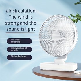 Resim USB Güçlü Taşınabilir Masa Fanı, Titreşimli Baş, 4 Hız Ayarı, USB Bağlantısı, Mini Stand Fanı, İç ve Dış Mekan Hava Dolaşımı için, Seyahat Dostu Tasarım, İç ve Dış Mekan Kullanımı için Fan 